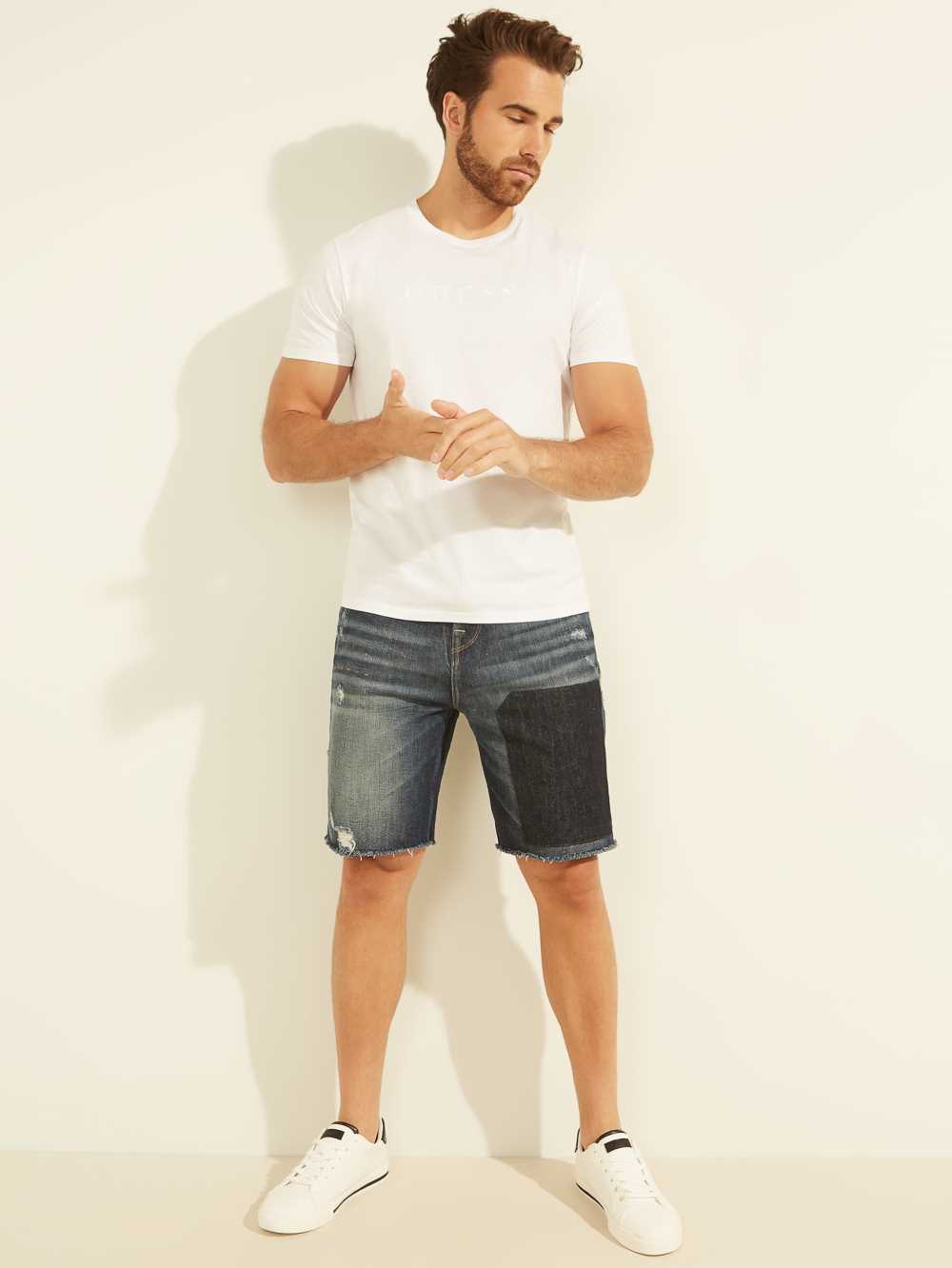 Blue Men's Guess Eco Patch Denim Shorts Australia Sale | 854BHEVGC