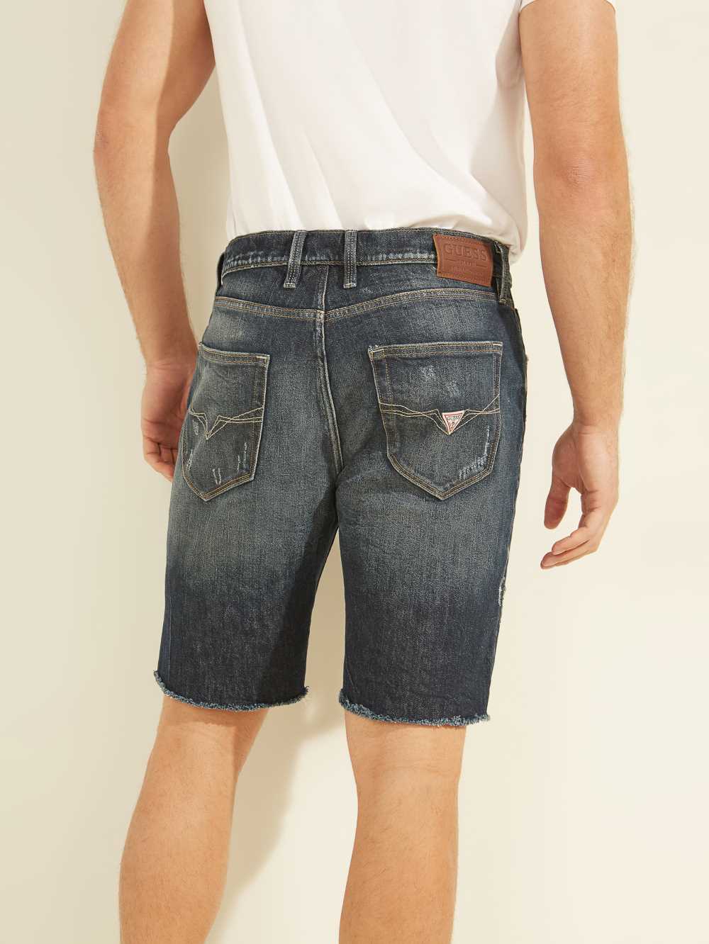 Blue Men's Guess Eco Patch Denim Shorts Australia Sale | 854BHEVGC