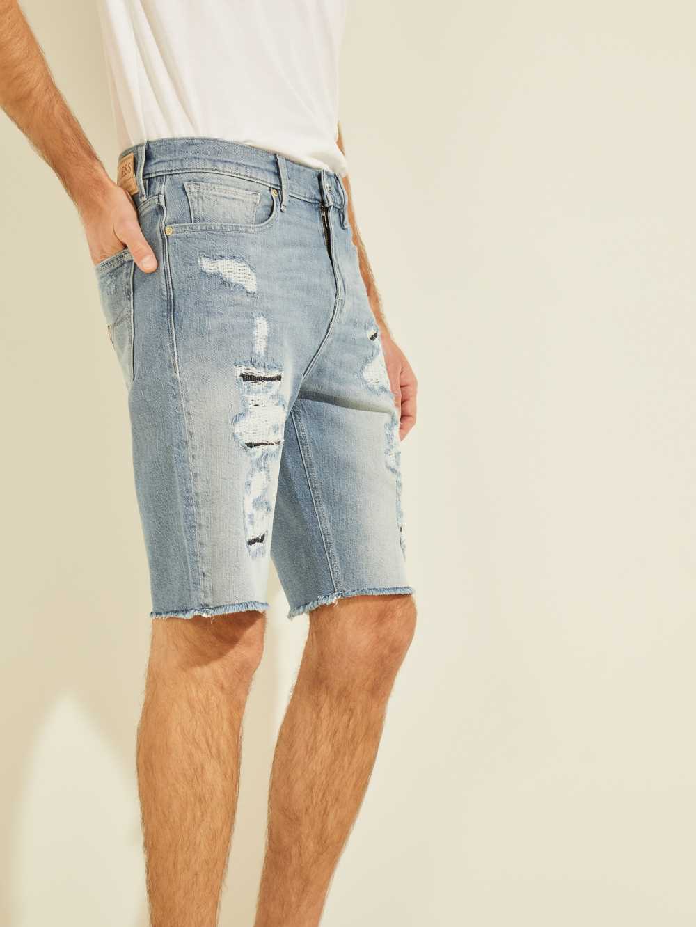 Blue Men's Guess Eco Slim Denim Shorts Australia Sale | 019PADFNH
