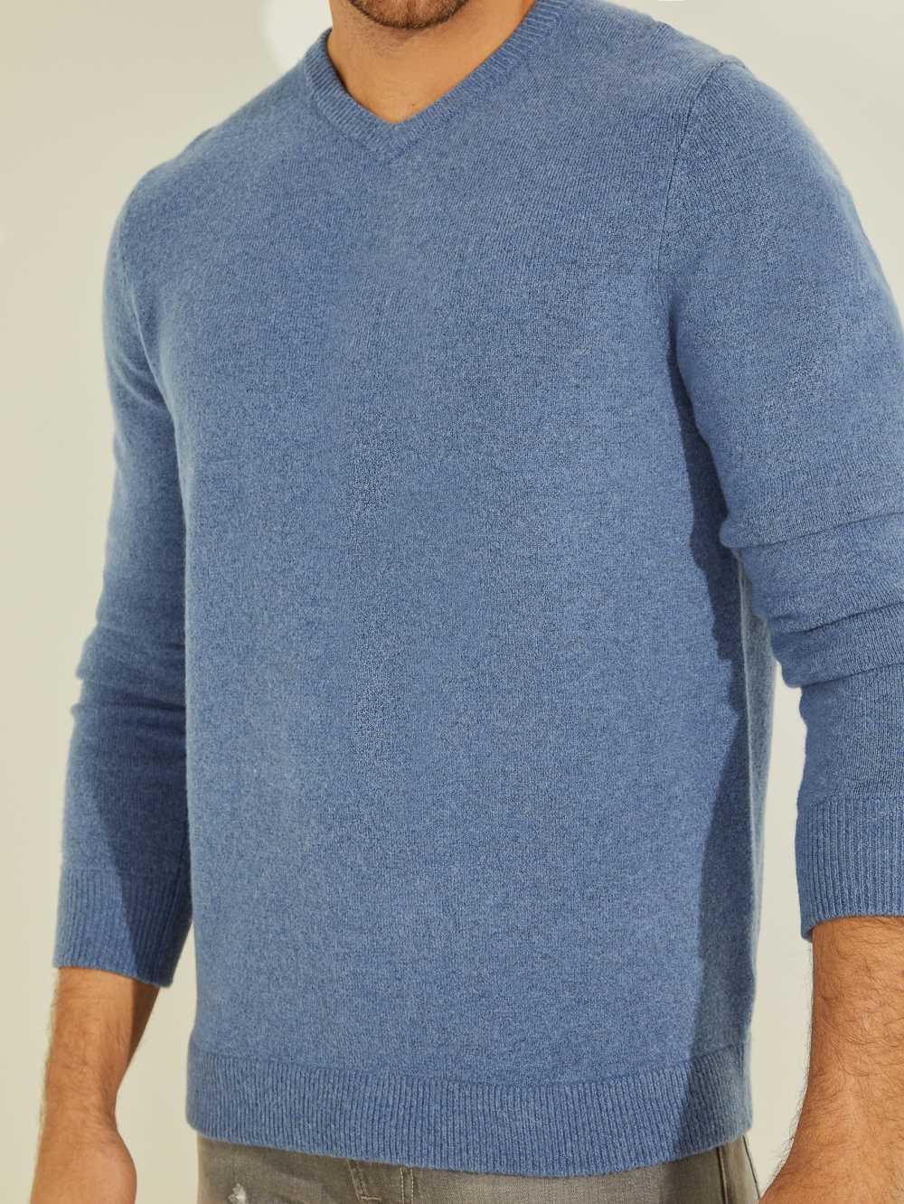Blue Men's Guess Esmere Wool-Blend V-Neck Sweaters Australia Sale | 291JPRAGM