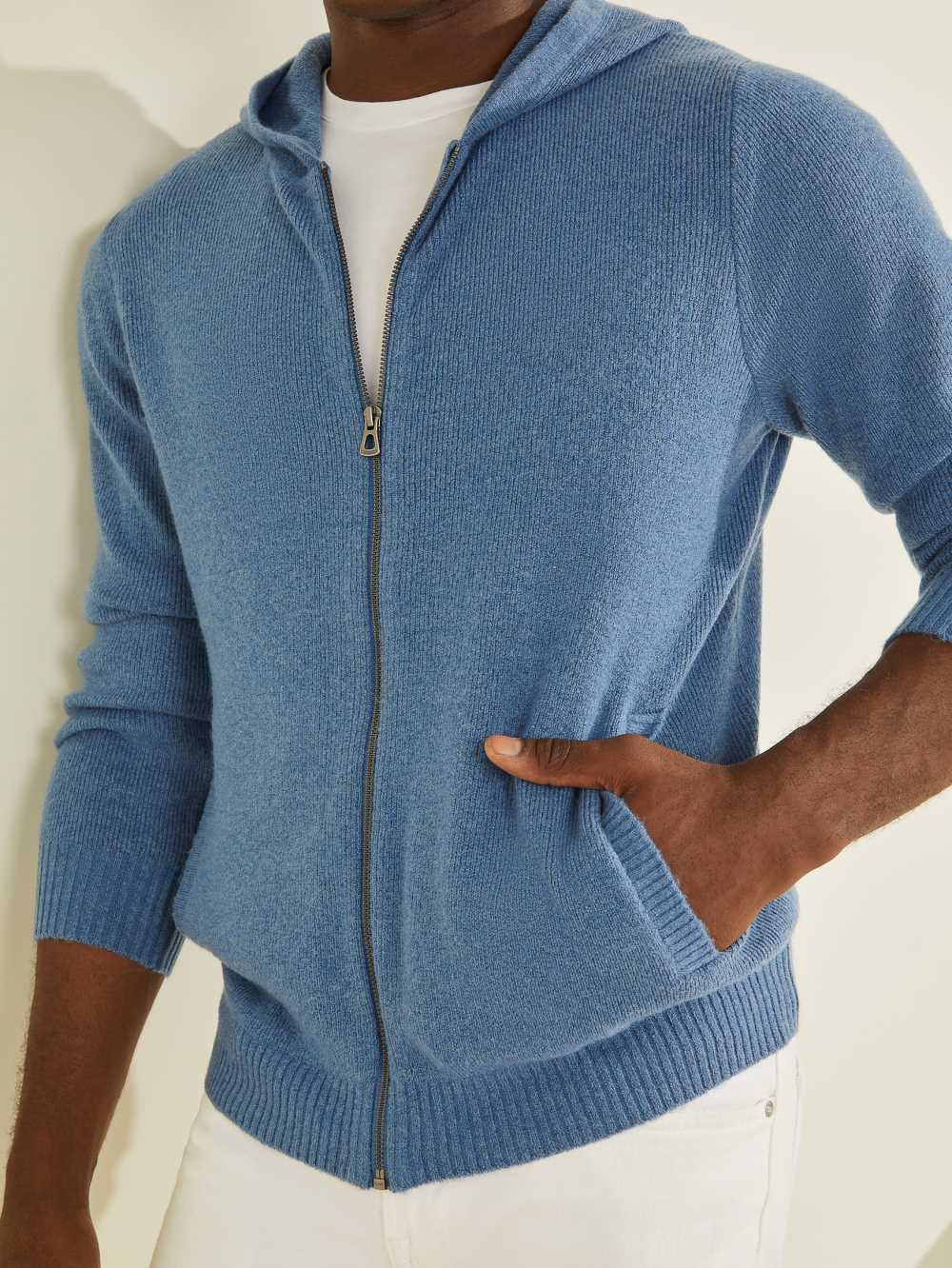 Blue Men's Guess Esmere Wool-Blend Zip Hoodie Australia Sale | 302TCYEGR