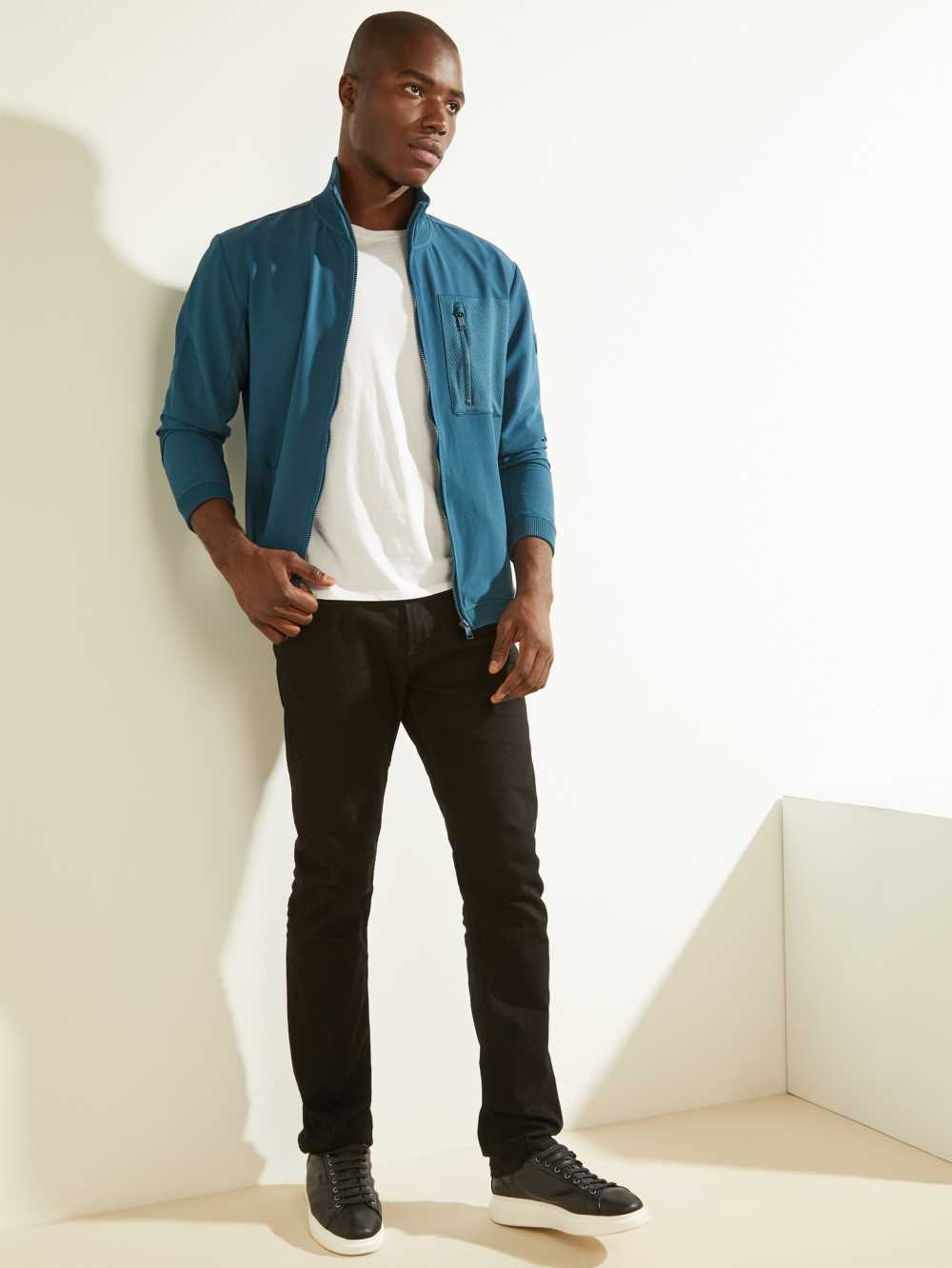 Blue Men's Guess Explorer Zip-Up Jackets Australia Sale | 439JPBMDF