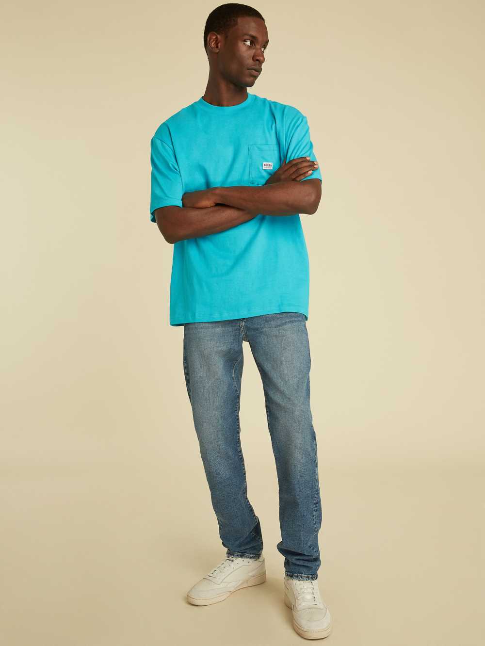 Blue Men's Guess Originals Kit Pocket T-shirt Australia Sale | 163HTYRMV