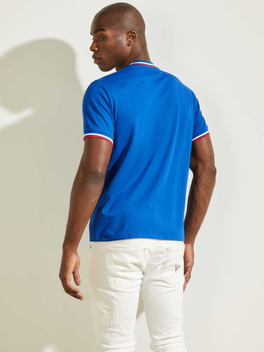 Blue Men's Guess Paul Ringer T-shirt Australia Sale | 018IEKRHB