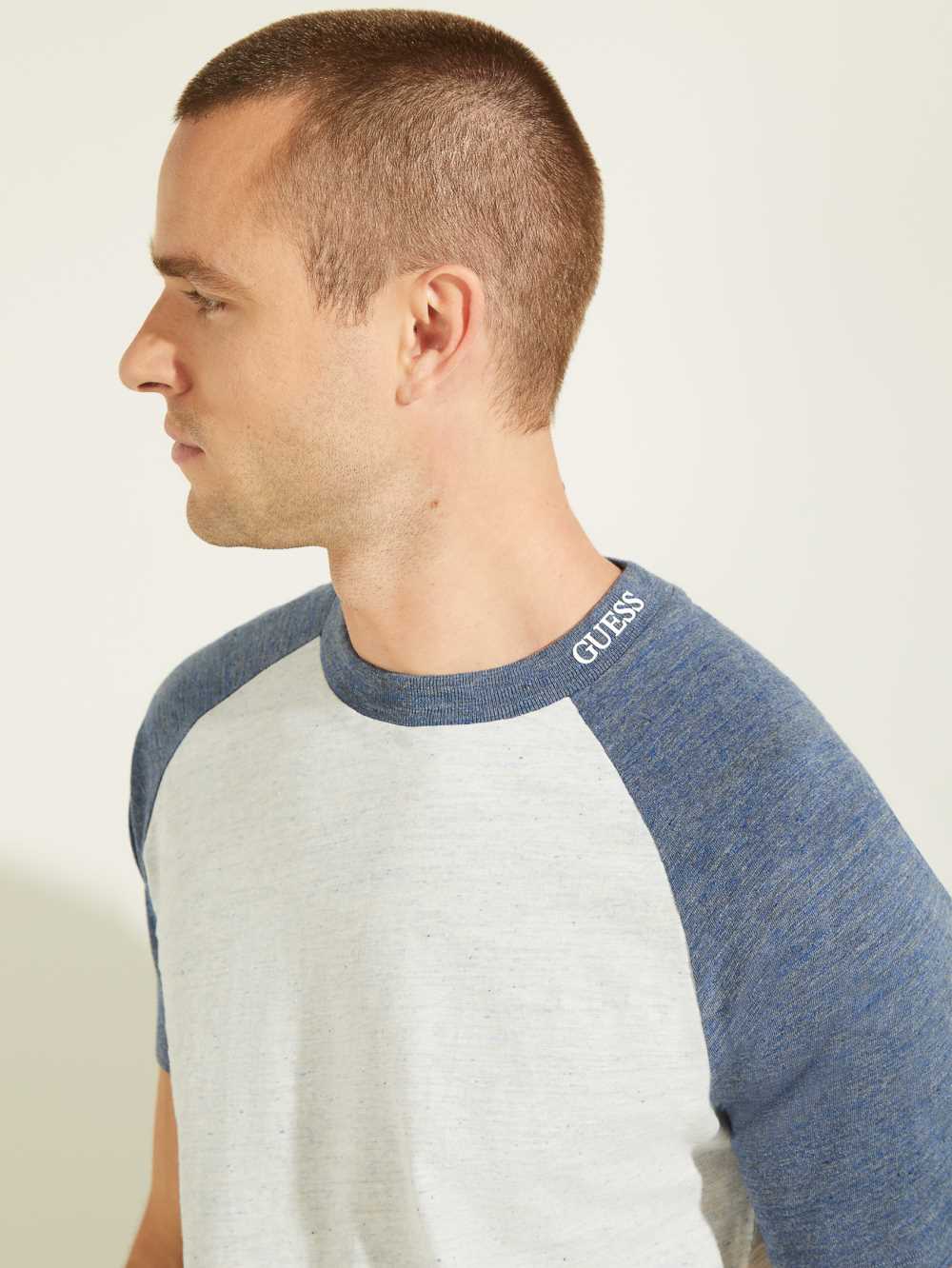 Blue Men's Guess Playa Raglan T-shirt Australia Sale | 954WZBJSN