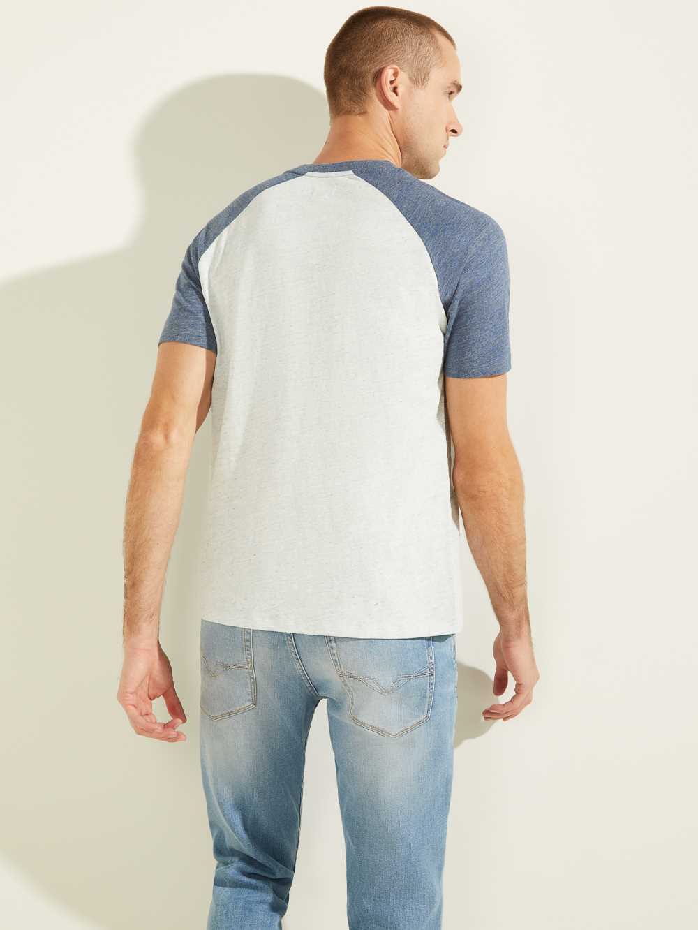 Blue Men's Guess Playa Raglan T-shirt Australia Sale | 954WZBJSN