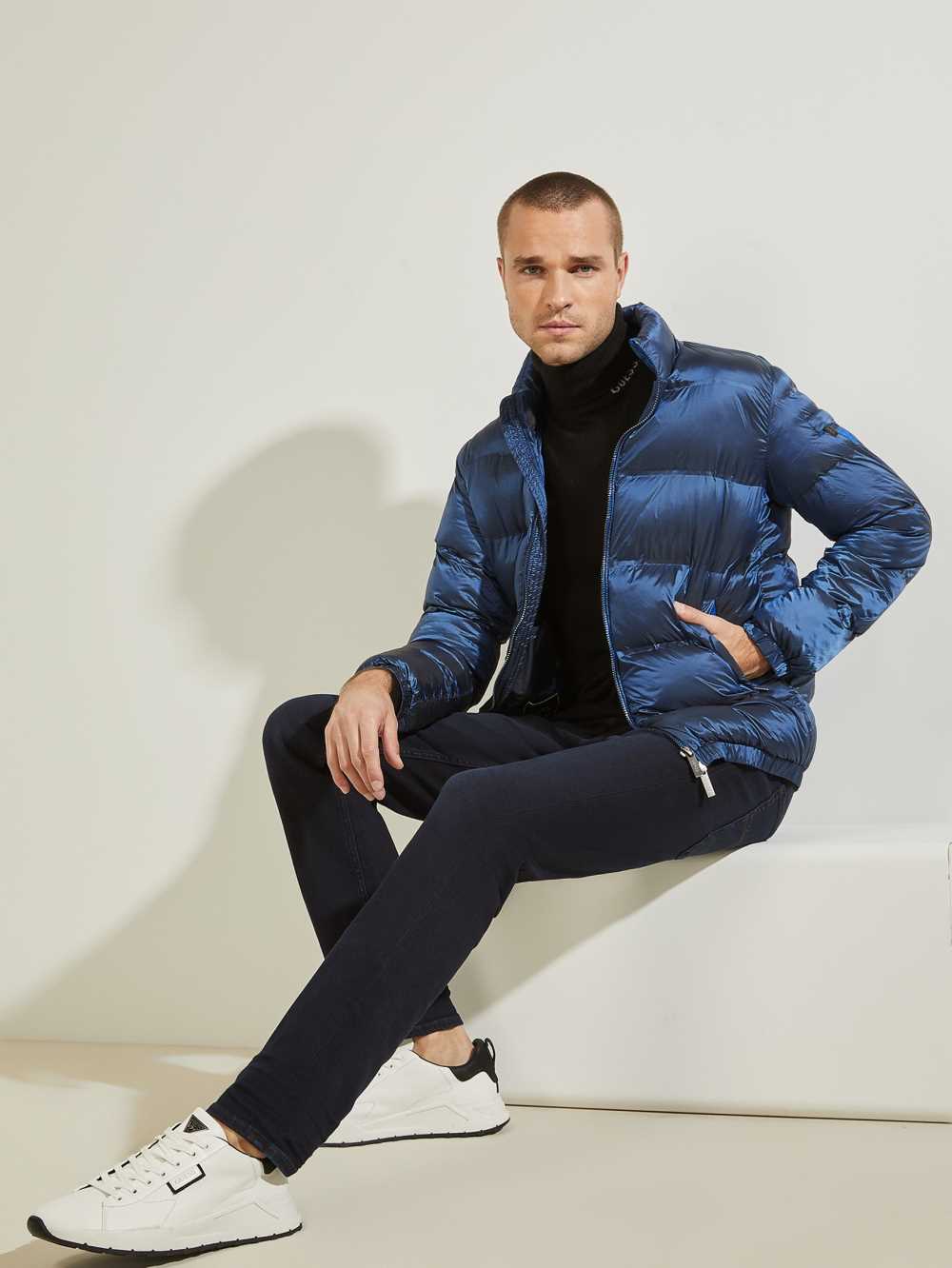 Blue Men's Guess Quilted Puffer Jackets Australia Sale | 082QYAFCW