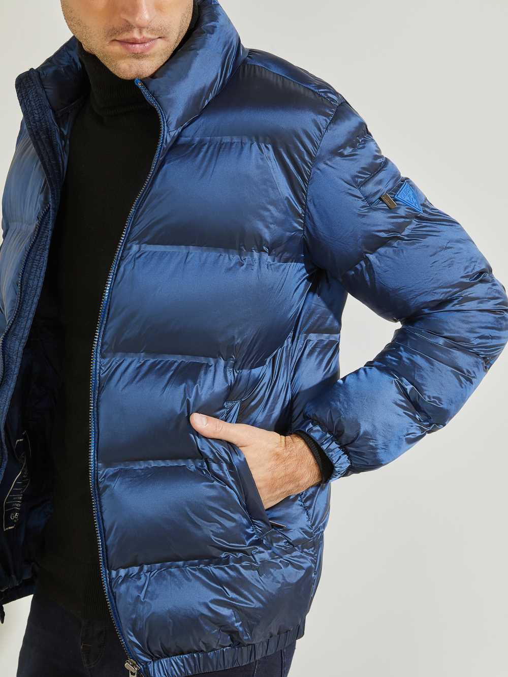 Blue Men's Guess Quilted Puffer Jackets Australia Sale | 082QYAFCW