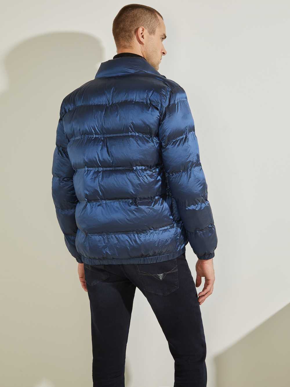 Blue Men's Guess Quilted Puffer Jackets Australia Sale | 082QYAFCW