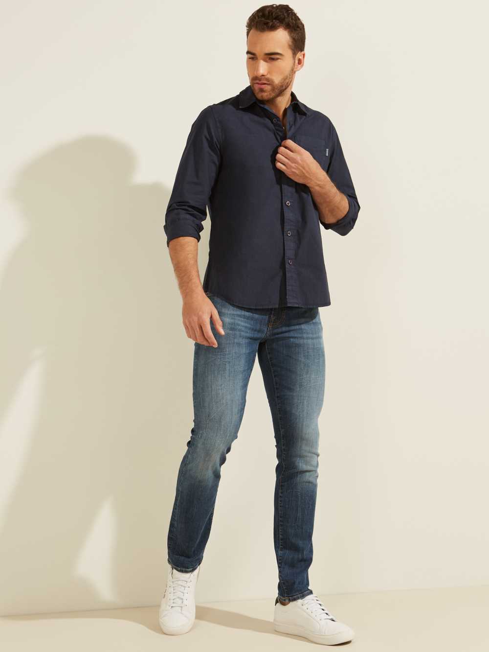 Blue Multicolor Men's Guess Laguna Washed Shirts Australia Sale | 079YHMZLD