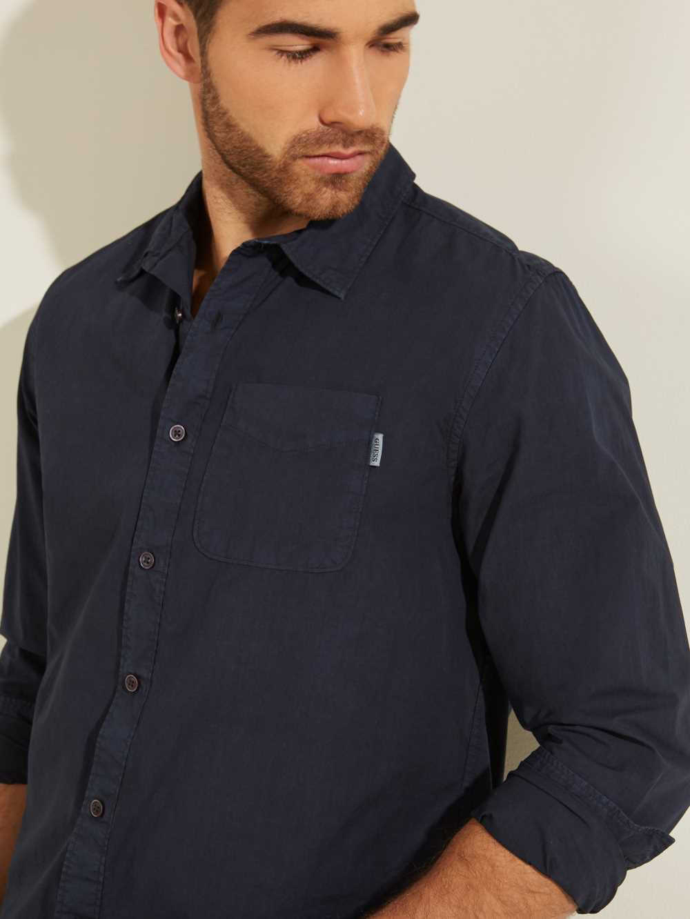 Blue Multicolor Men's Guess Laguna Washed Shirts Australia Sale | 079YHMZLD