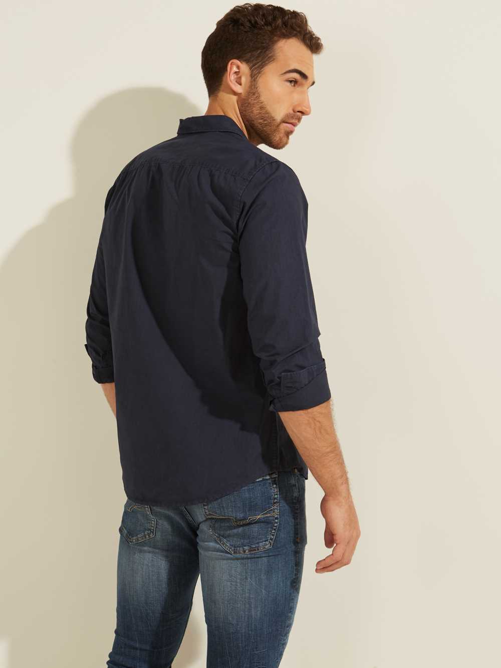 Blue Multicolor Men's Guess Laguna Washed Shirts Australia Sale | 079YHMZLD