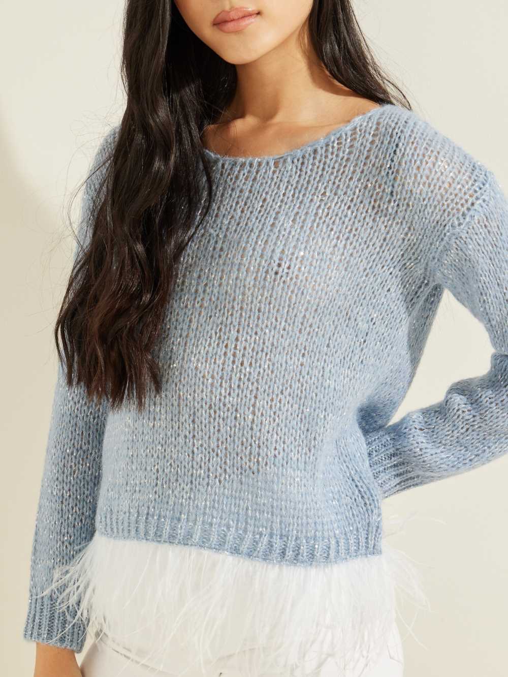 Blue Multicolor Women's Guess Hannah Sweaters Australia Sale | 635NTGLWE