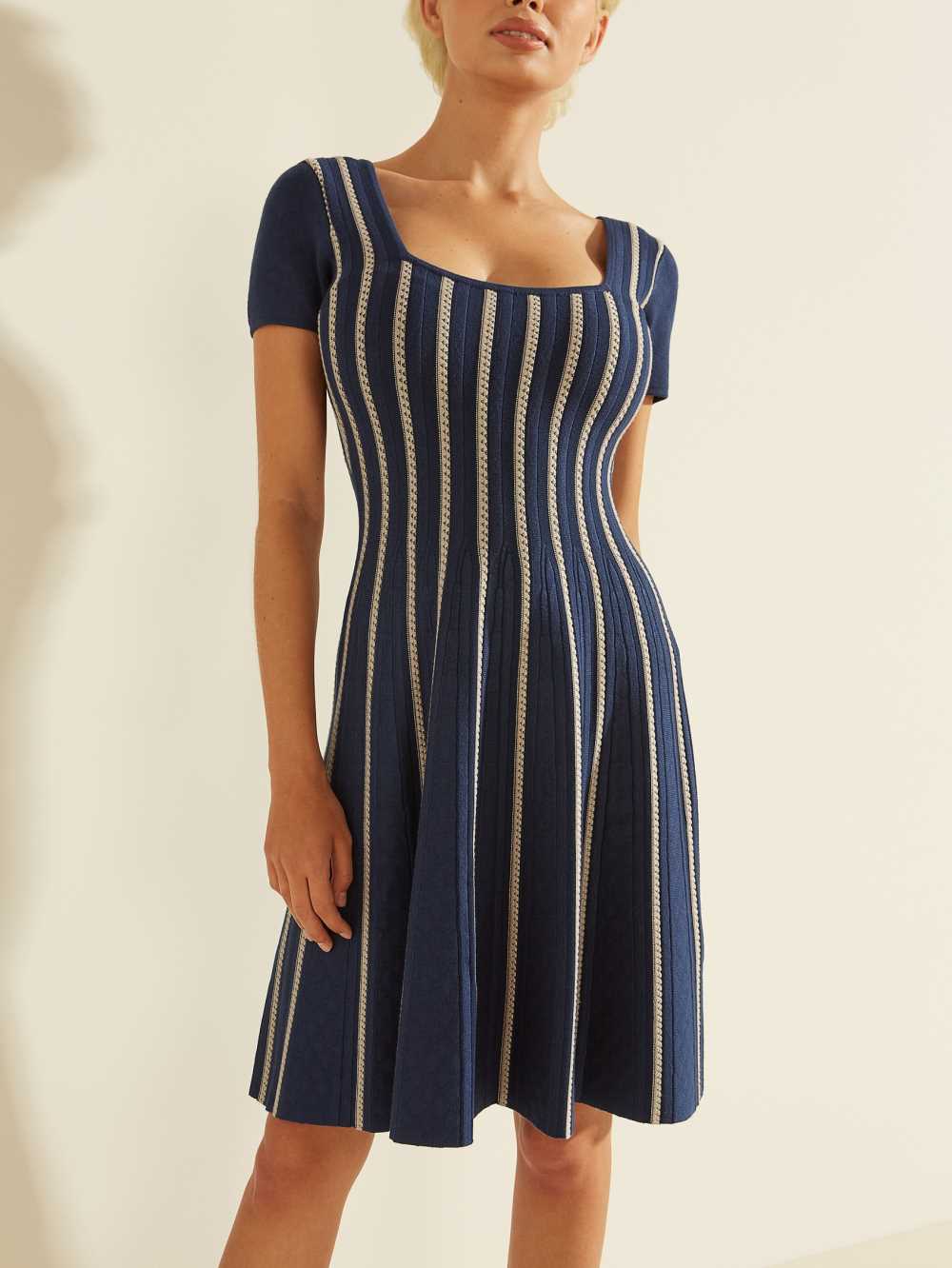 Blue Multicolor Women's Guess Leti Flare Dresses Australia Sale | 982PLZBEG