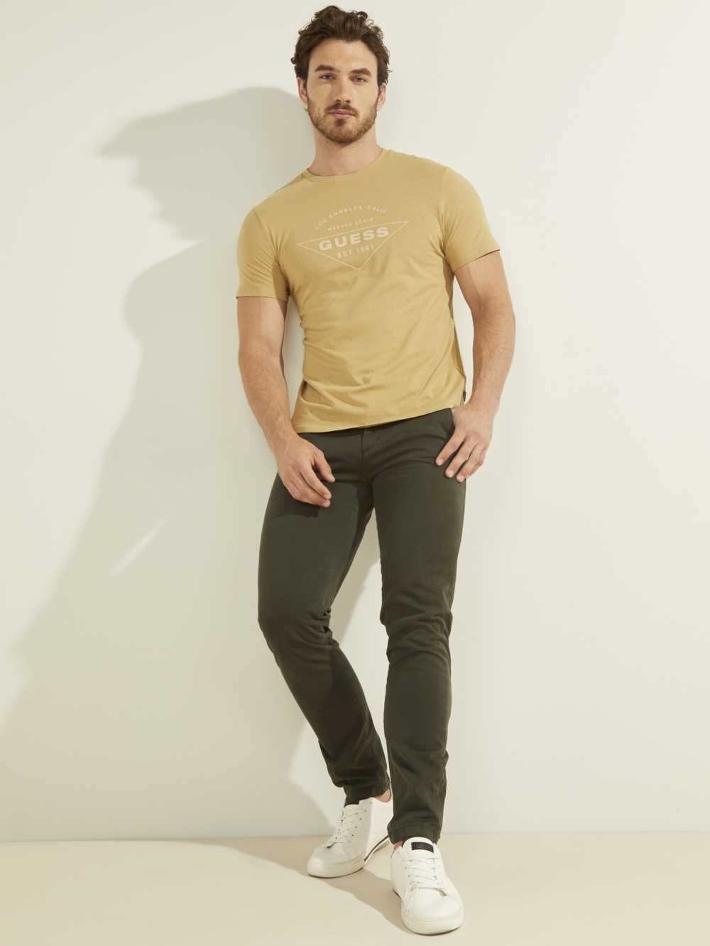 Blue Orange Men's Guess Eco Logo T-shirt Australia Sale | 462ESGVKN