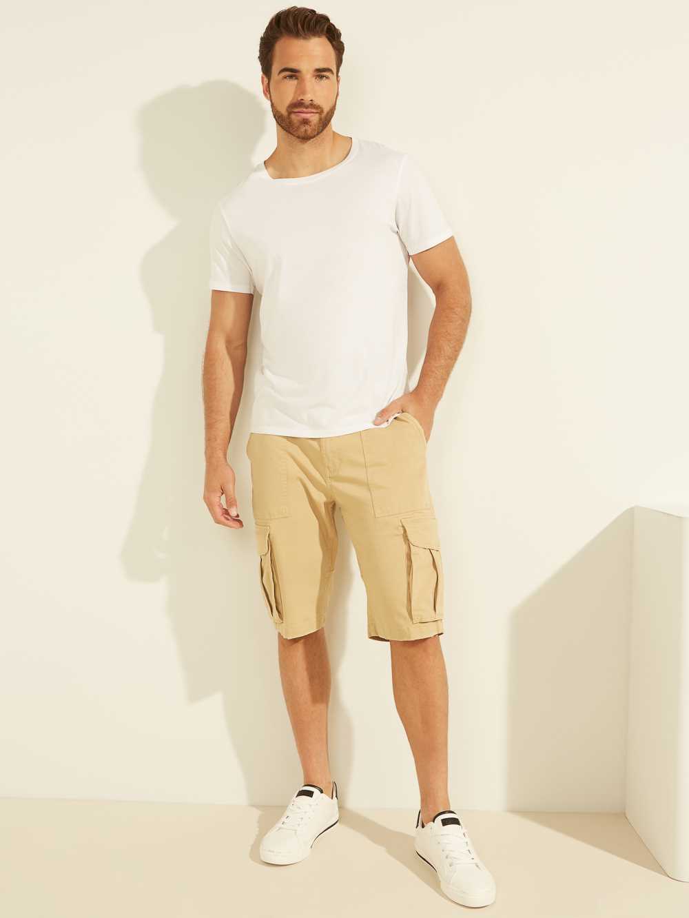 Blue Orange Multicolor Men's Guess Carter Twill Cargo Shorts Australia Sale | 231ZUEOVM