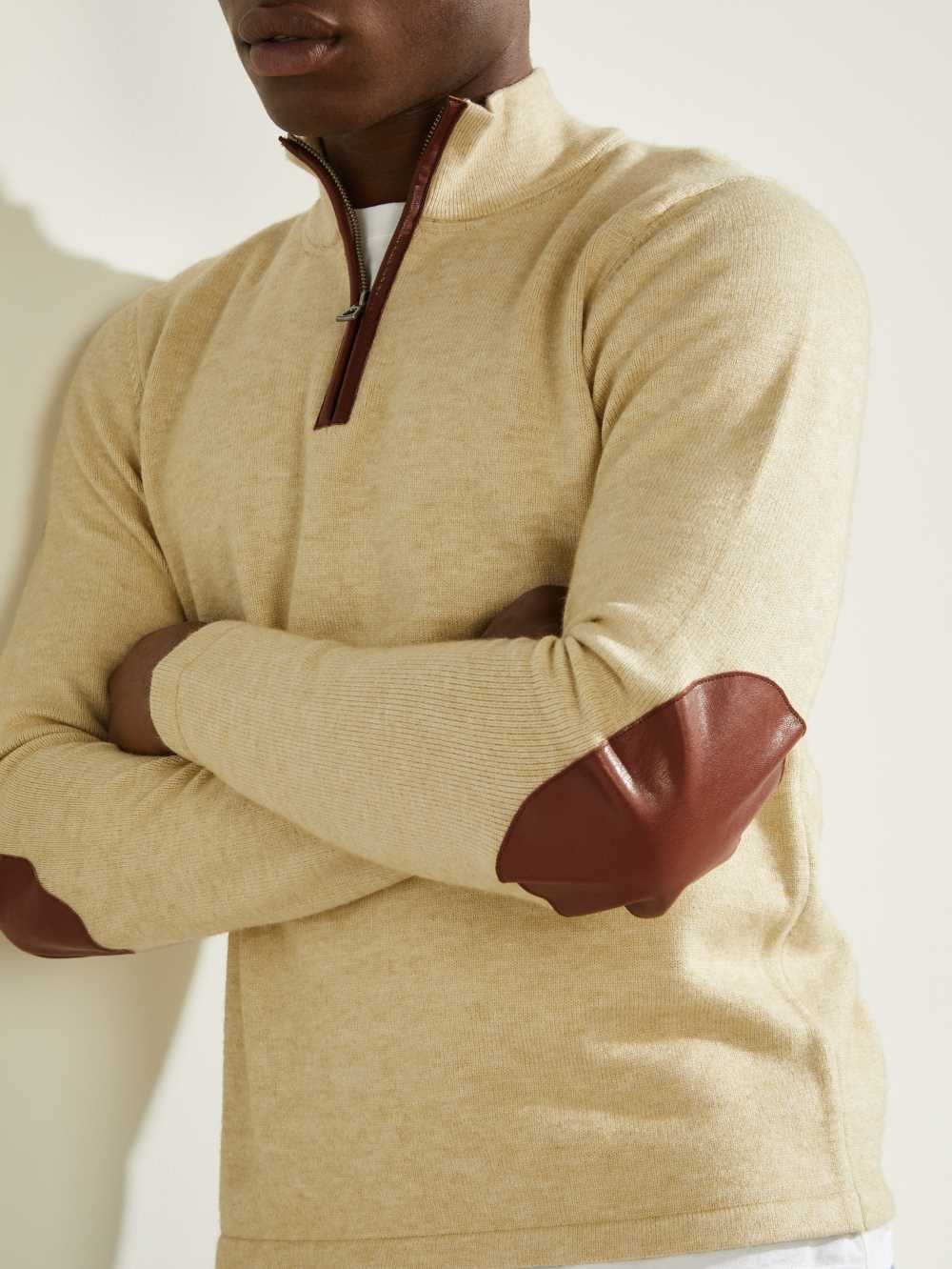 Blue Orange Multicolor Men's Guess Faux-Leather Trim Zip Sweaters Australia Sale | 765HFPMNG