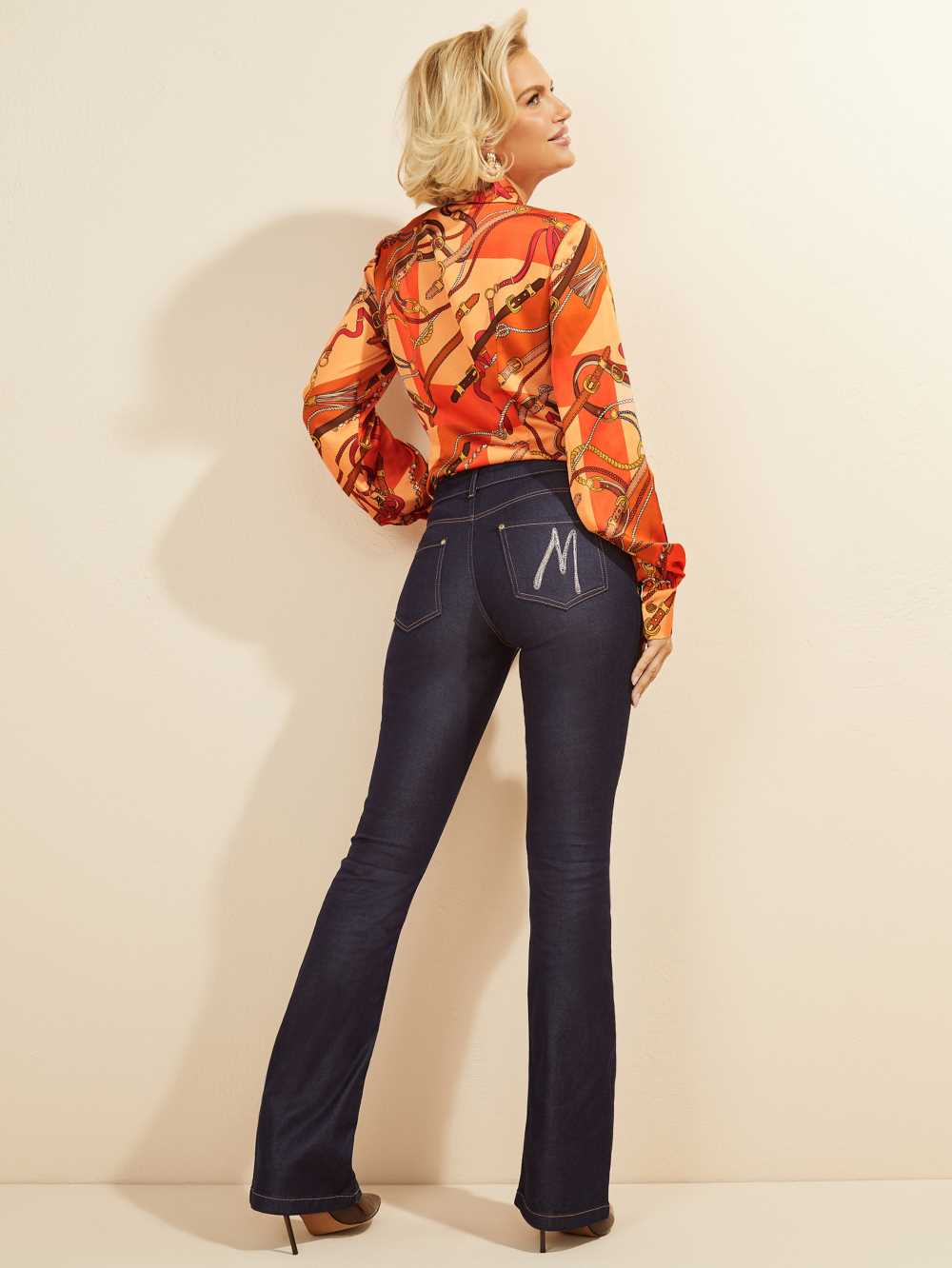 Blue Wash Women's Guess Mini Flare Denim Pants Australia Sale | 470RXJNUM