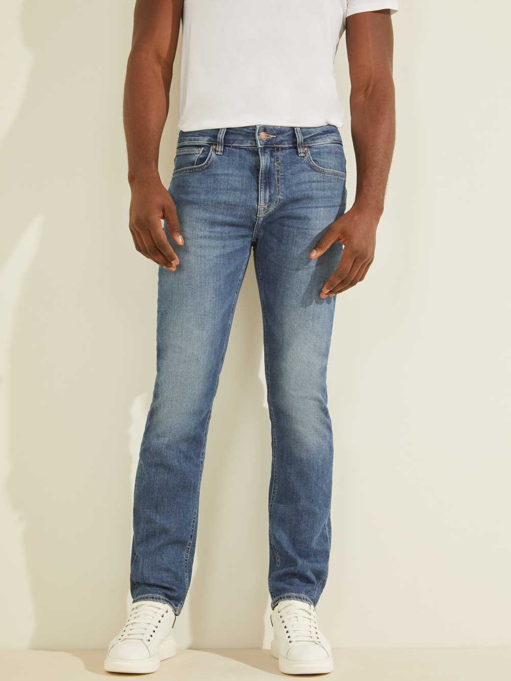 Blue White Men\'s Guess Eco Angels Skinny Jeans Australia Sale | 902MPDRNQ