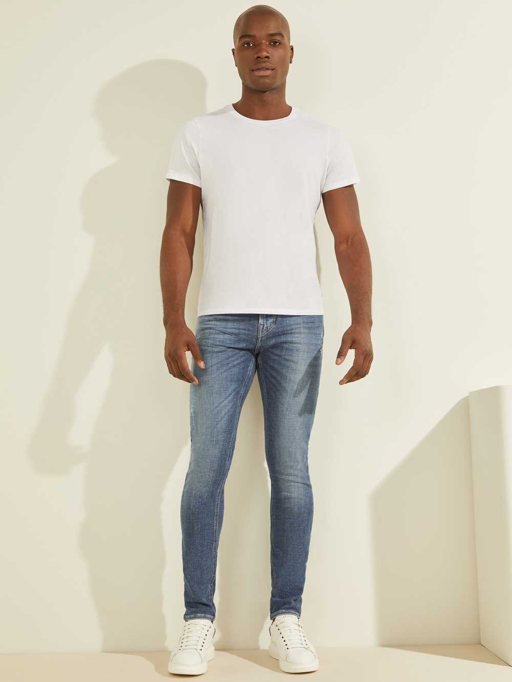 Blue White Men's Guess Eco Chris Skinny Jeans Australia Sale | 265XMHQNW