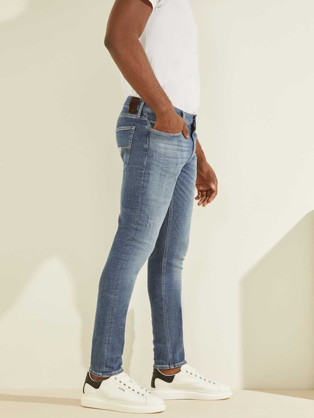 Blue White Men's Guess Eco Chris Skinny Jeans Australia Sale | 265XMHQNW