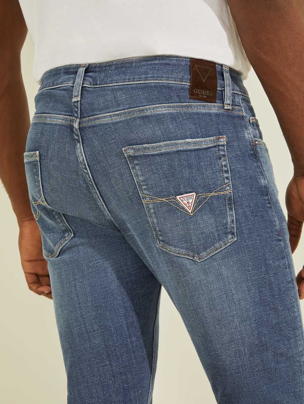 Blue White Men's Guess Eco Chris Skinny Jeans Australia Sale | 265XMHQNW
