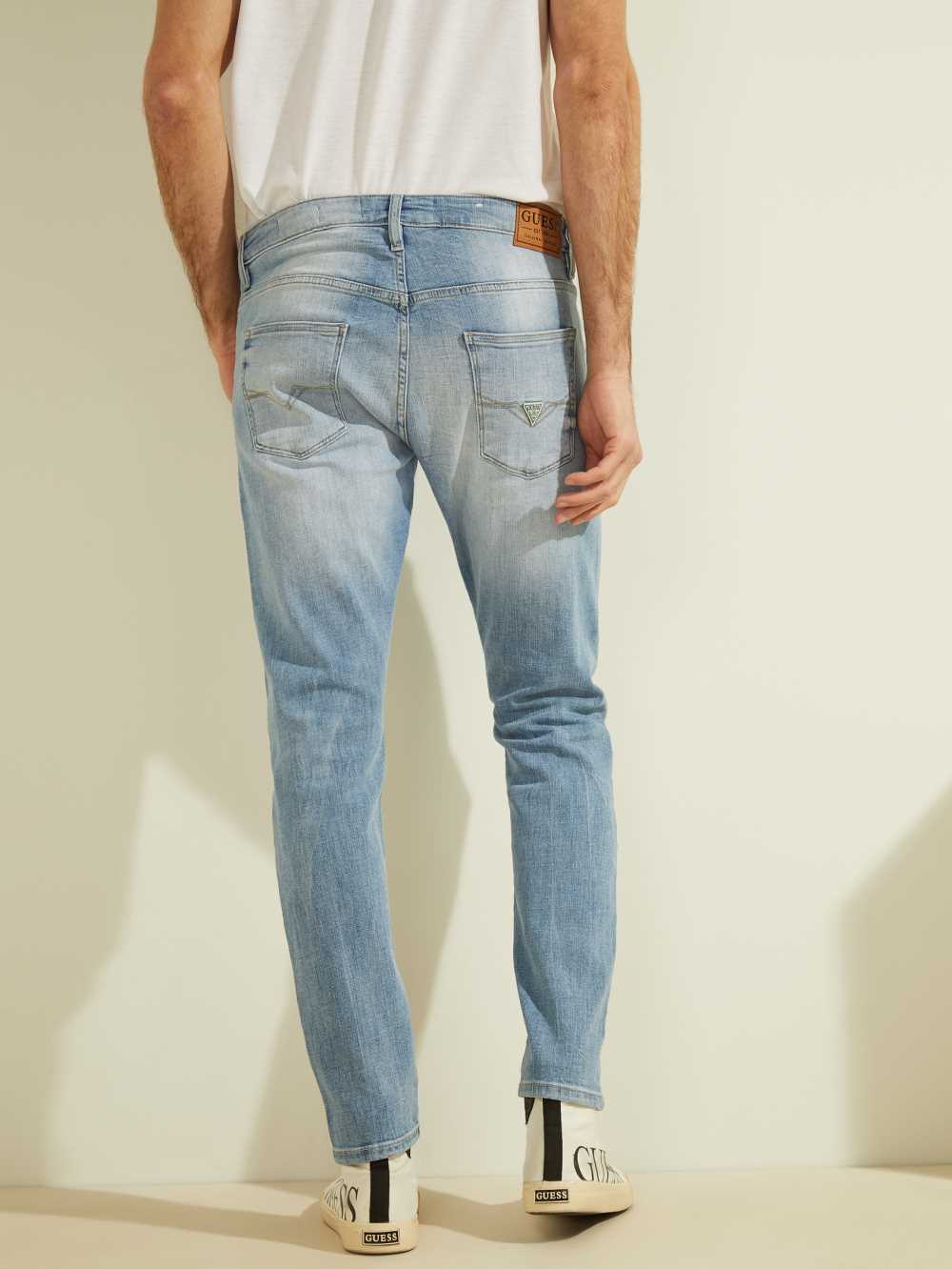 Blue White Men's Guess Eco Faded Skinny Jeans Australia Sale | 691AMJUDW