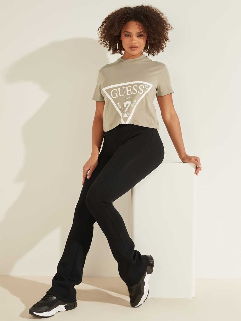 Blue Women's Guess Cropped Logo T-shirt Australia Sale | 138BIZWSC