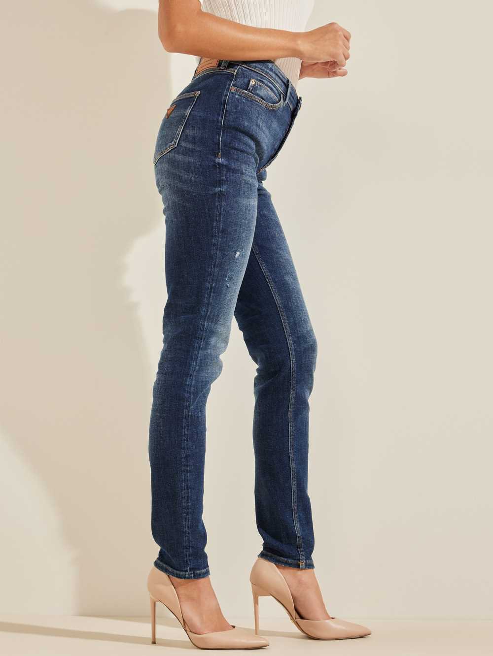 Blue Women's Guess Eco 1981 High-Rise Button Jeans Australia Sale | 602SMEJIF