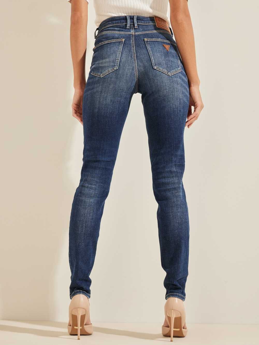 Blue Women's Guess Eco 1981 High-Rise Button Jeans Australia Sale | 602SMEJIF