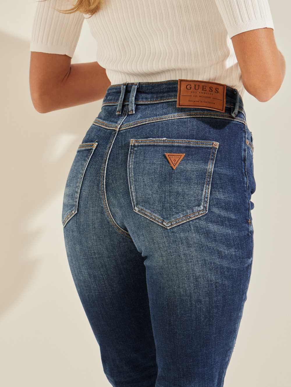 Blue Women's Guess Eco 1981 High-Rise Button Jeans Australia Sale | 602SMEJIF