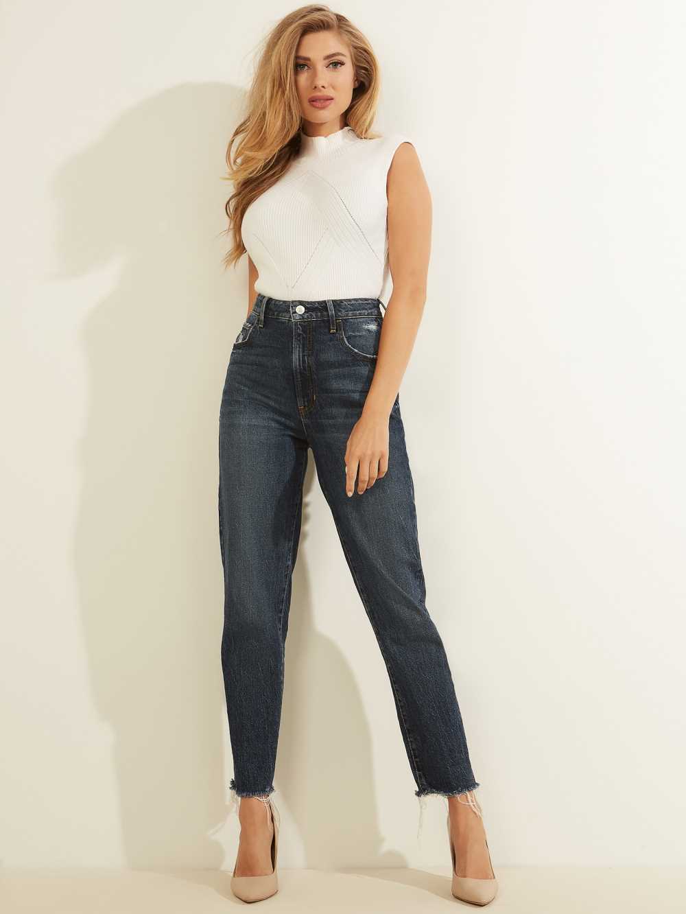 Blue Women's Guess Eco Slim Mom Jeans Australia Sale | 950SYQRTL