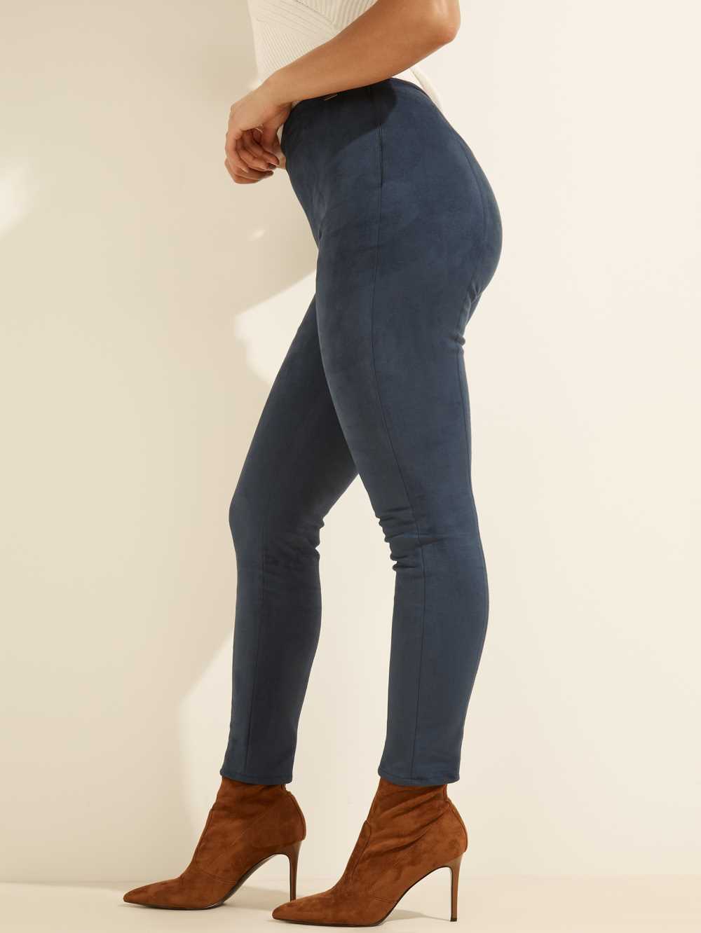Blue Women's Guess Maya Faux-Suede Leggings Australia Sale | 076FUNPJR