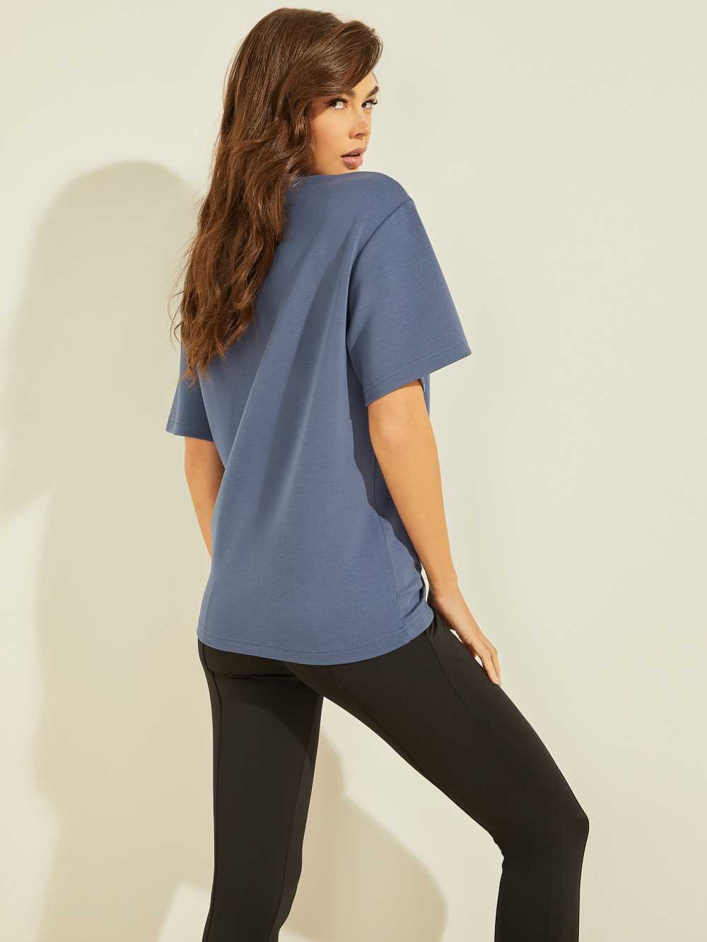 Blue Women's Guess Rik Mock-Neck T-shirt Australia Sale | 820ZTOPGY