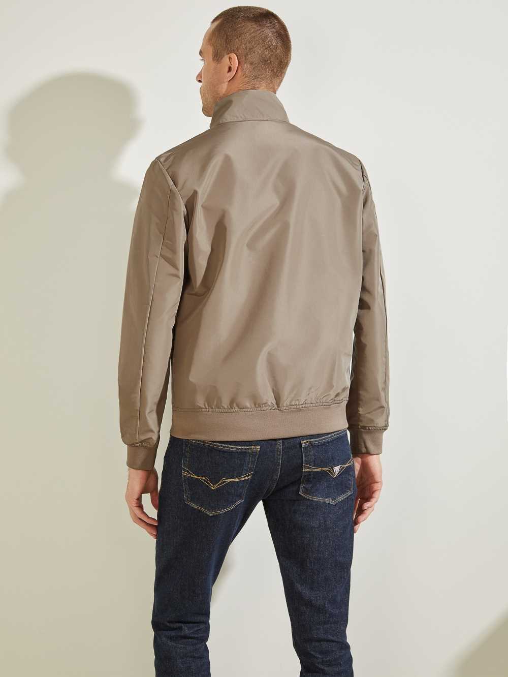 Brown Black Men's Guess Amos Bomber Jackets Australia Sale | 254CAVNIZ