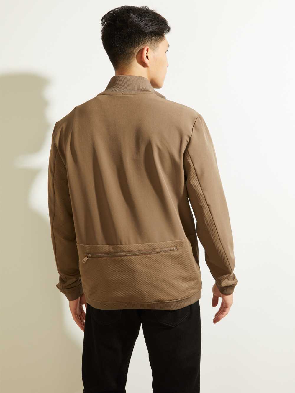 Brown Men's Guess Explorer Zip-Up Jackets Australia Sale | 629FGZDMX