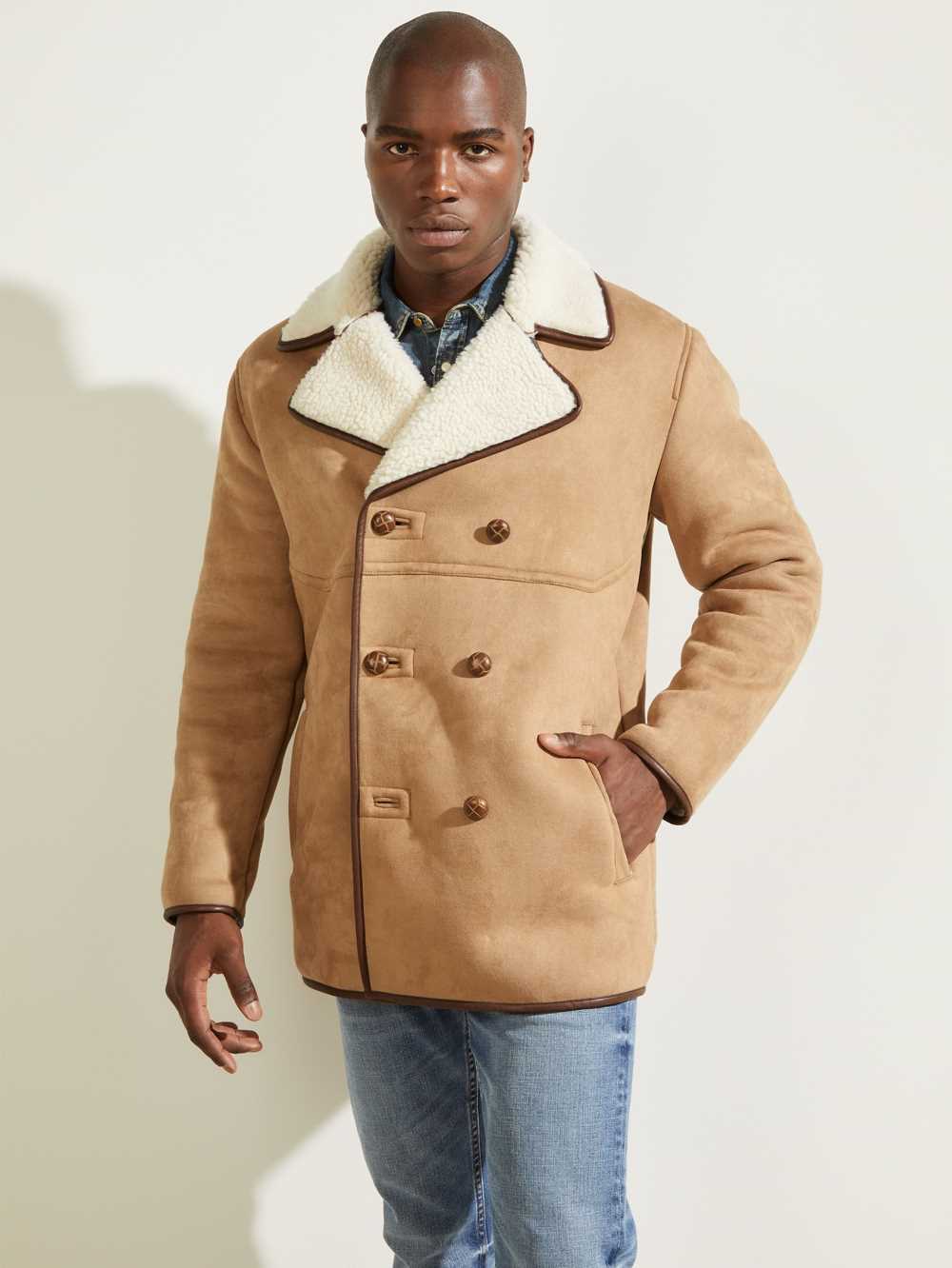 Brown Men's Guess Redford Sherpa-Lined Coats Australia Sale | 814JSQVYX