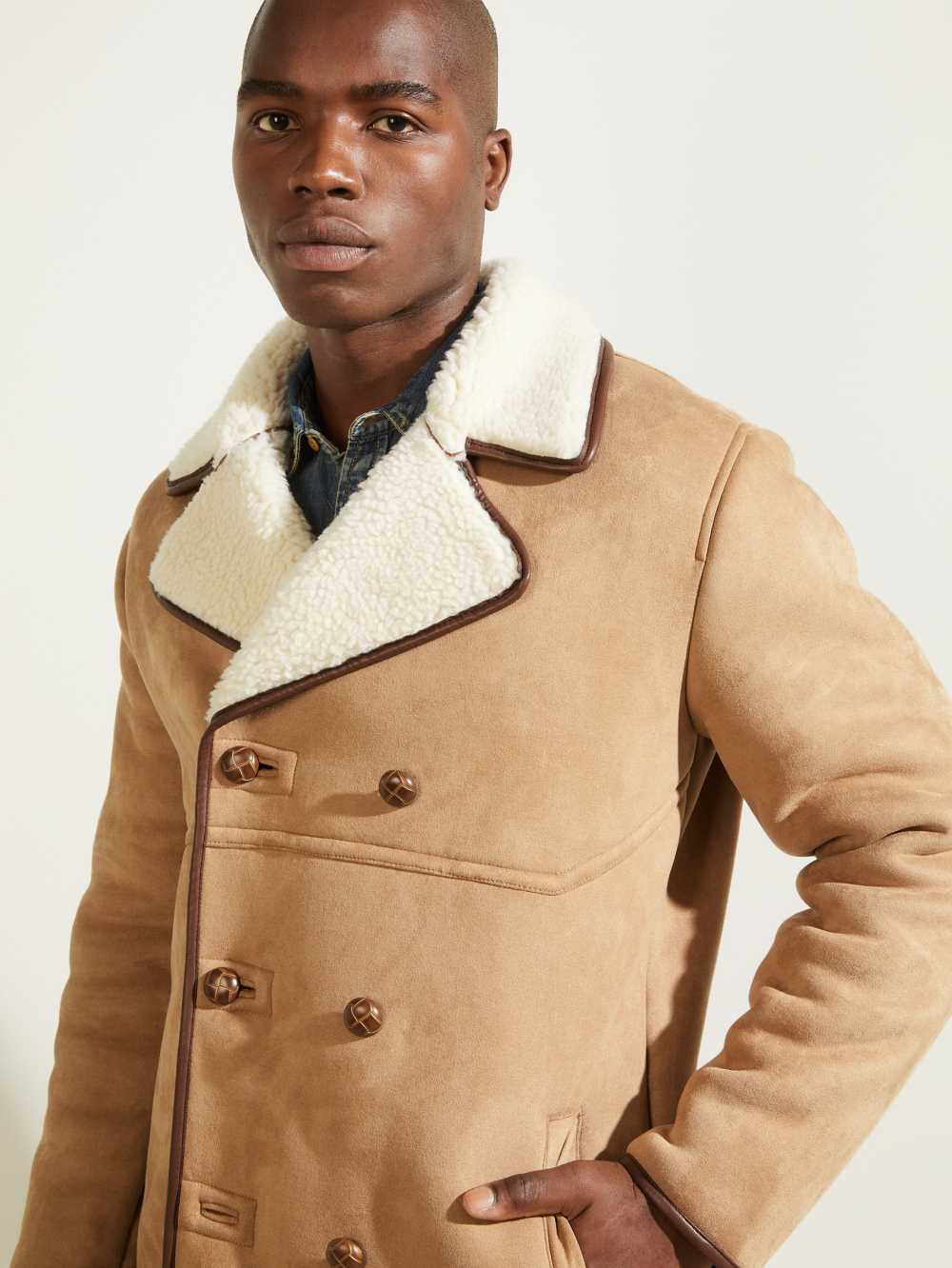 Brown Men's Guess Redford Sherpa-Lined Coats Australia Sale | 814JSQVYX