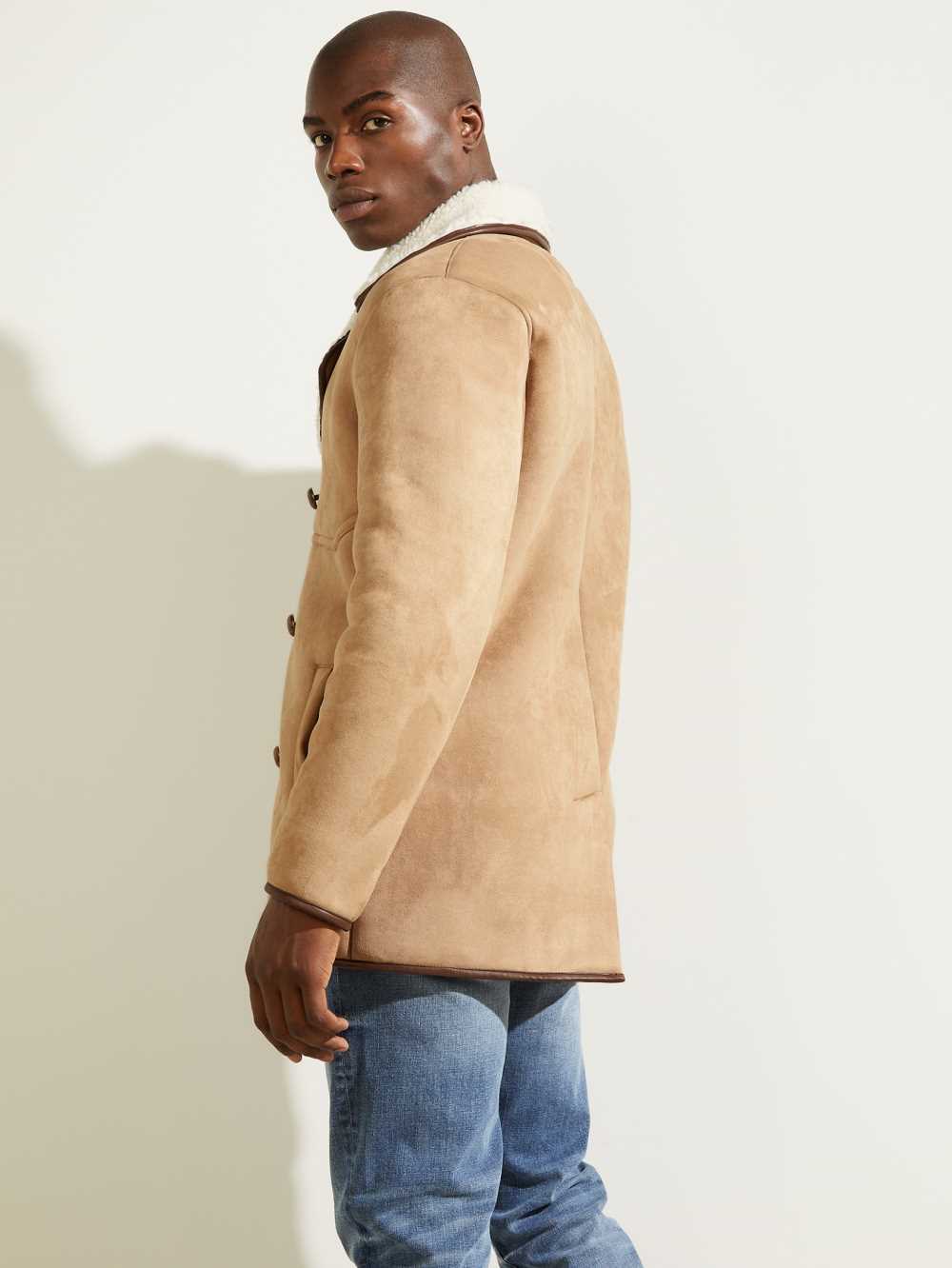 Brown Men's Guess Redford Sherpa-Lined Coats Australia Sale | 814JSQVYX