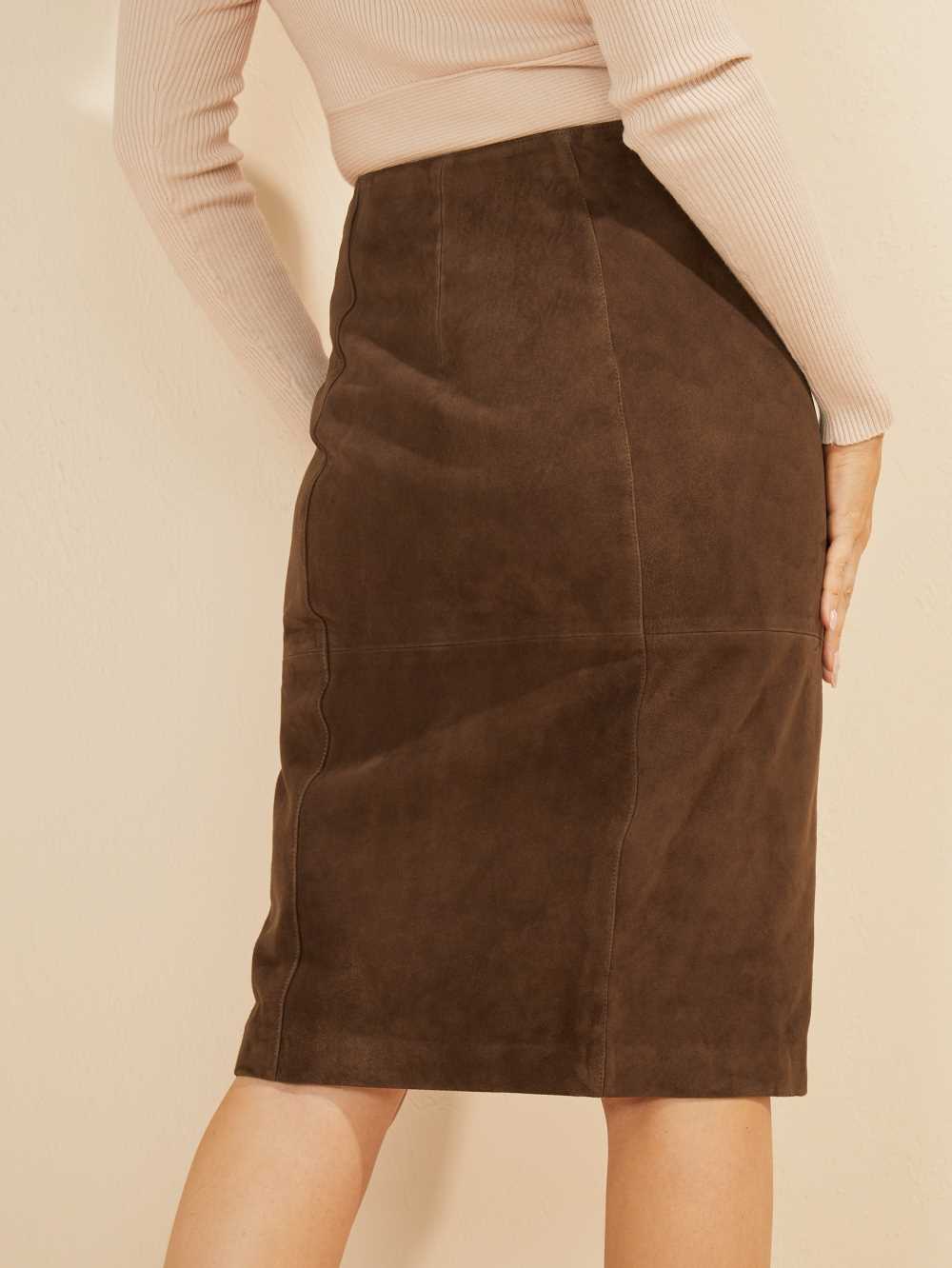Brown Multicolor Women's Guess Influential Suede Skirts Australia Sale | 743LRFYEJ