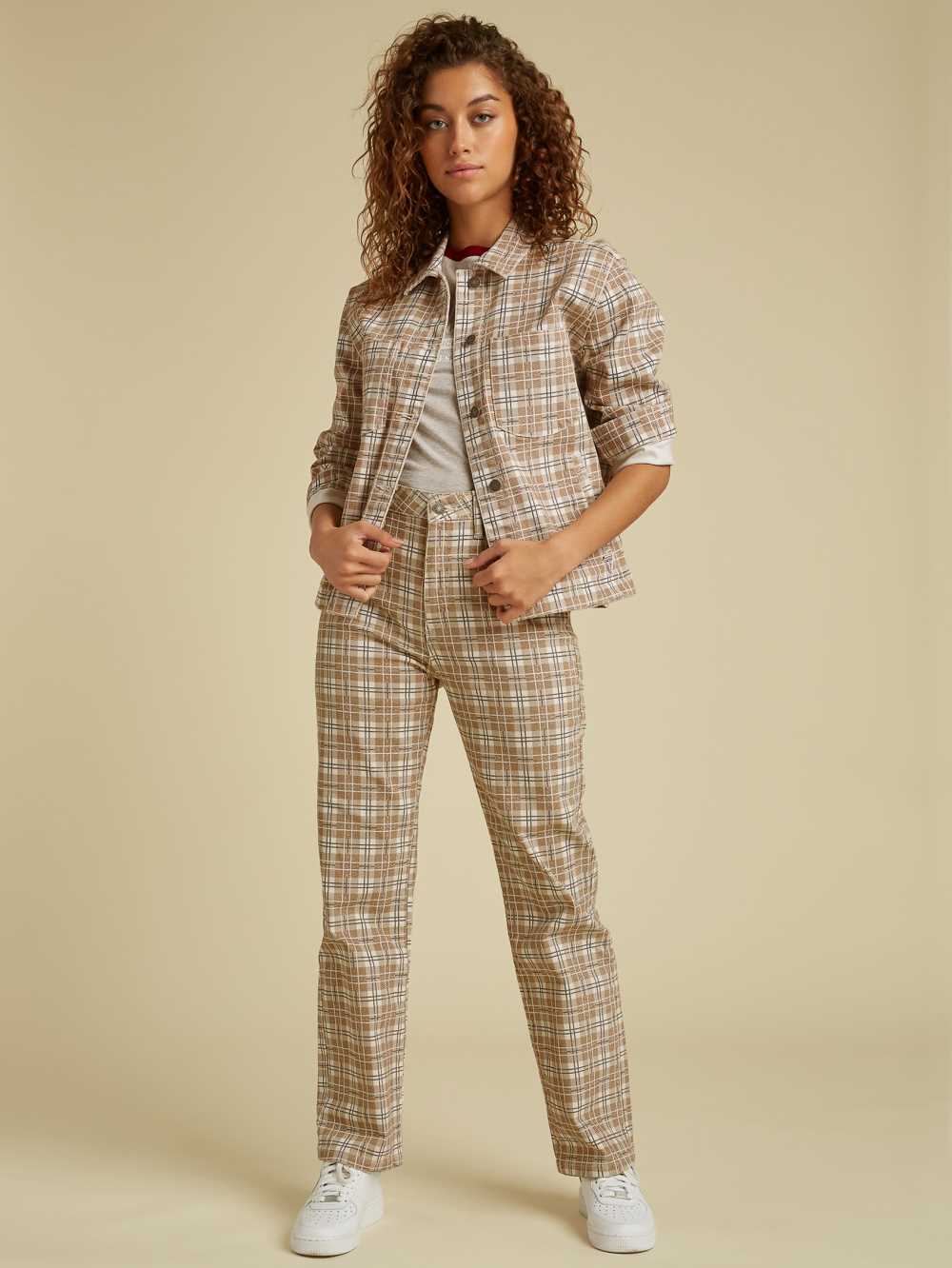 Brown Multicolor Women's Guess Originals Plaid Denim Jackets Australia Sale | 286HZNCUO
