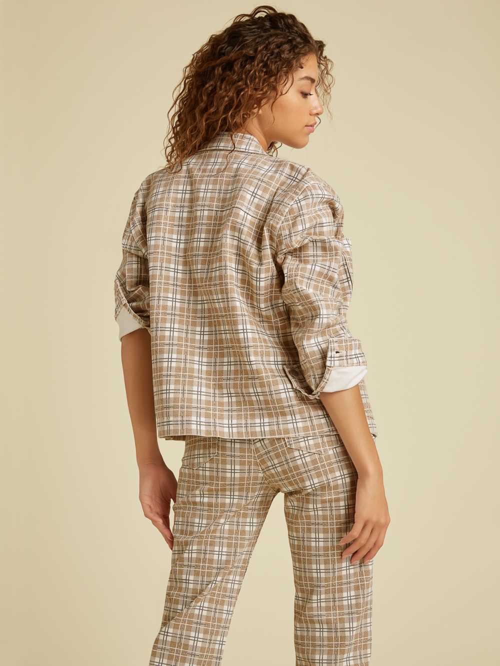 Brown Multicolor Women's Guess Originals Plaid Denim Jackets Australia Sale | 286HZNCUO