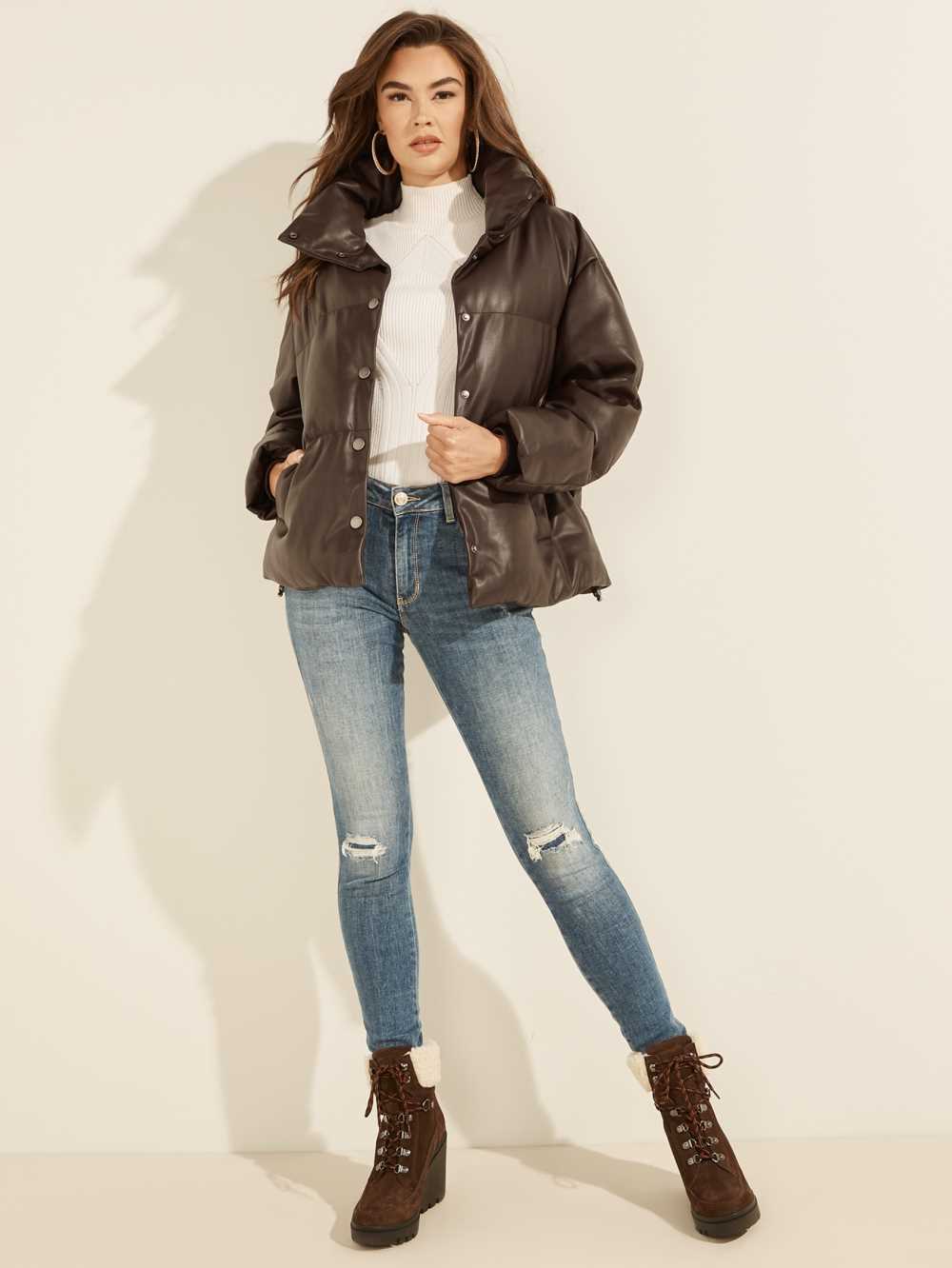 Brown Women's Guess Bice Oversized Jackets Australia Sale | 702ACDHQZ