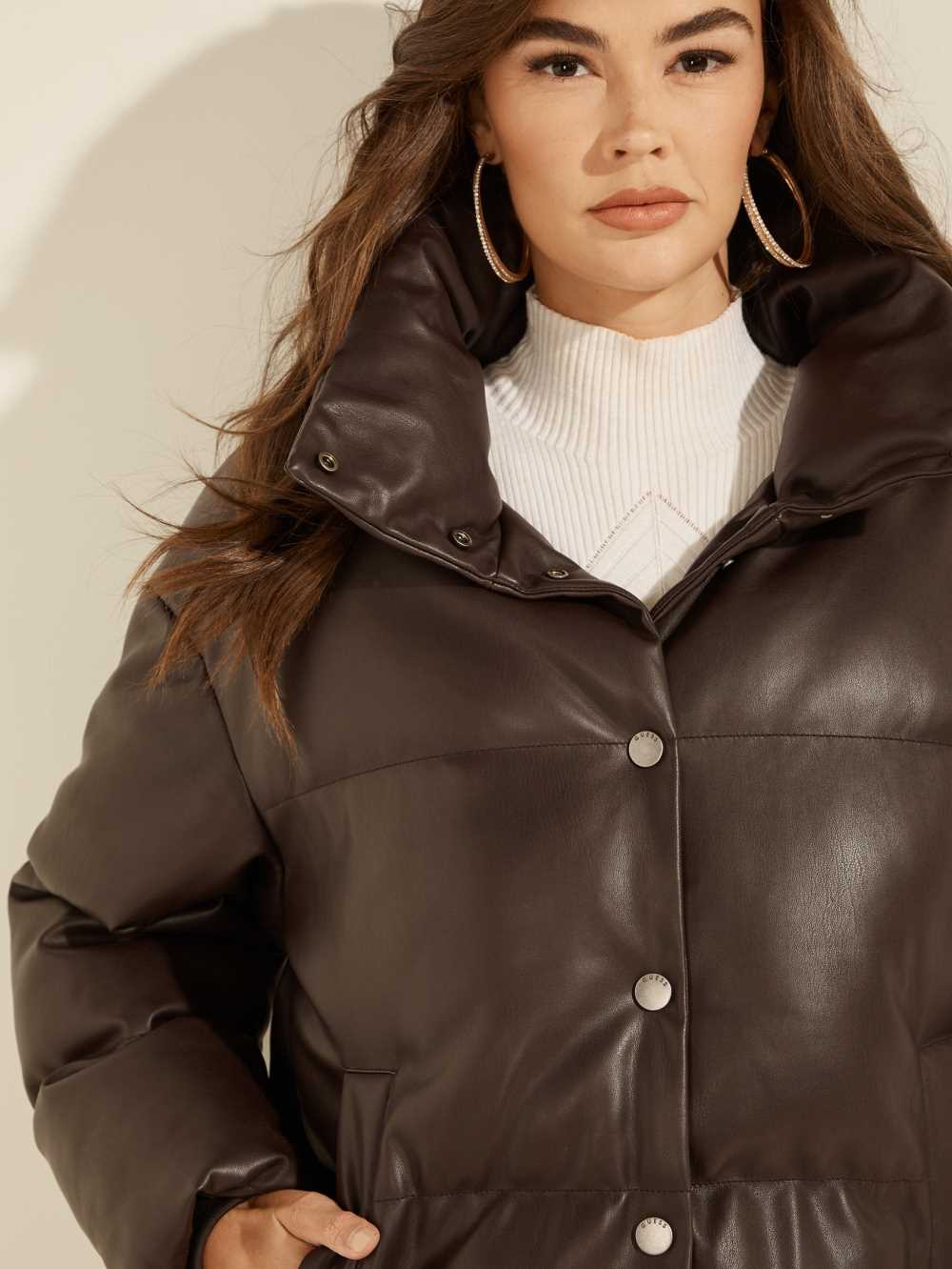 Brown Women's Guess Bice Oversized Jackets Australia Sale | 702ACDHQZ