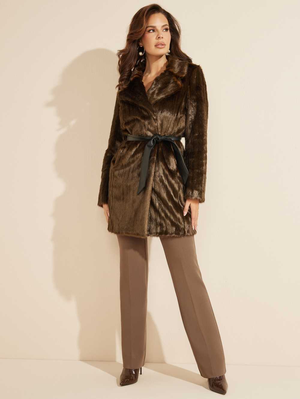 Brown Women's Guess Caroline Coats Australia Sale | 781DXWAOL