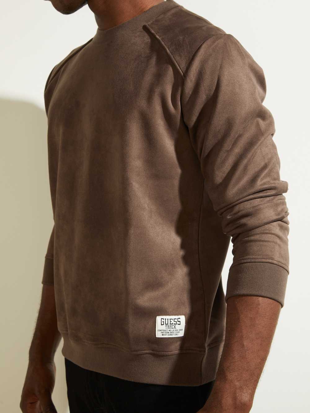 Chocolate Brown Men's Guess Newton Fleece Pullover Sweatshirt Australia Sale | 354UGCAZW