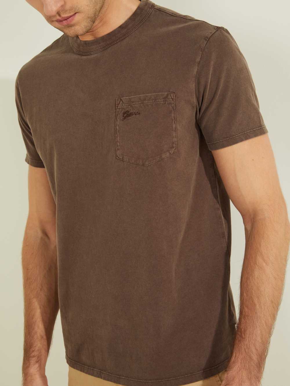 Chocolate Brown Multicolor Men's Guess Sueded Jersey T-shirt Australia Sale | 645INPMOE