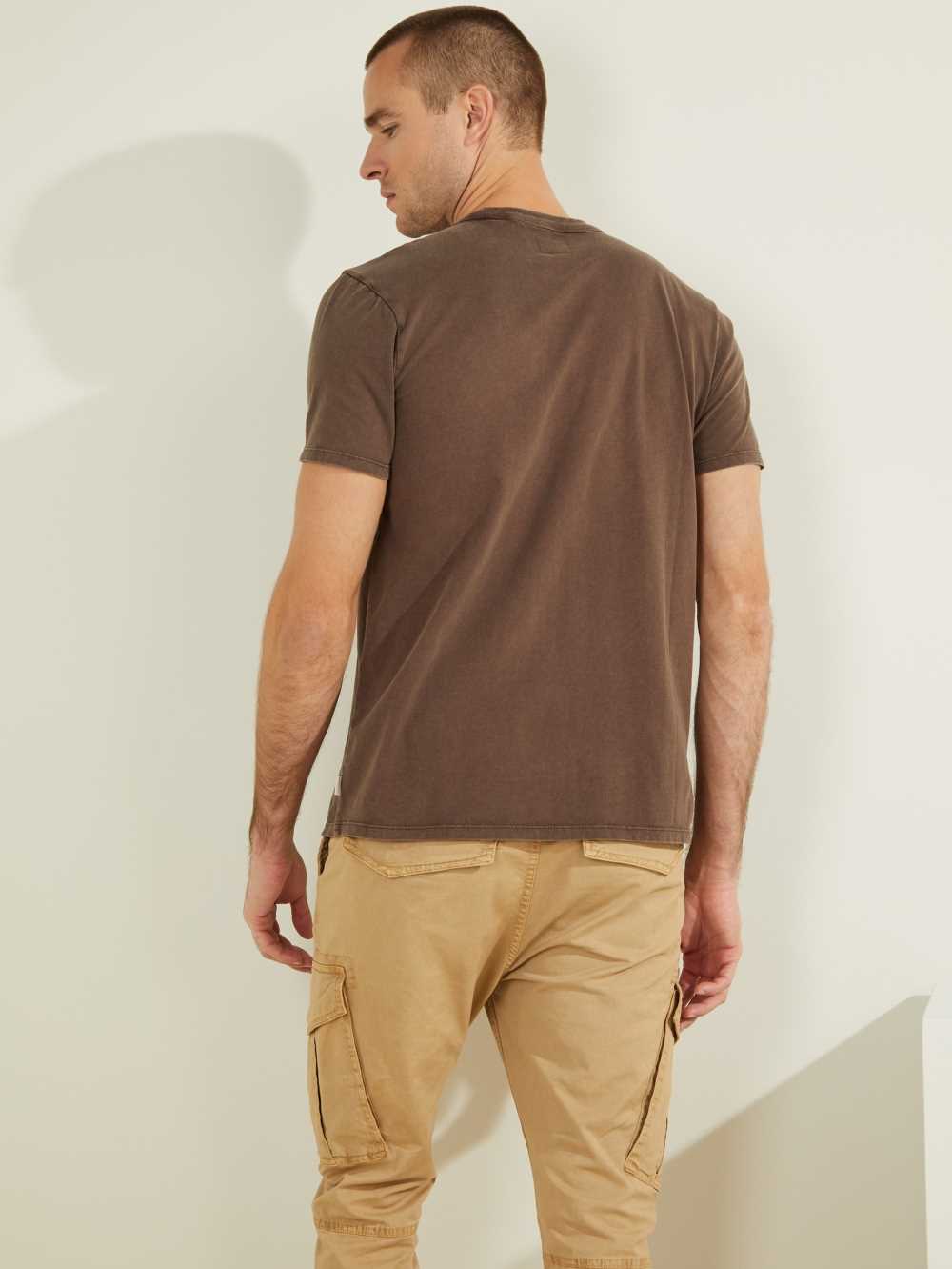 Chocolate Brown Multicolor Men's Guess Sueded Jersey T-shirt Australia Sale | 645INPMOE