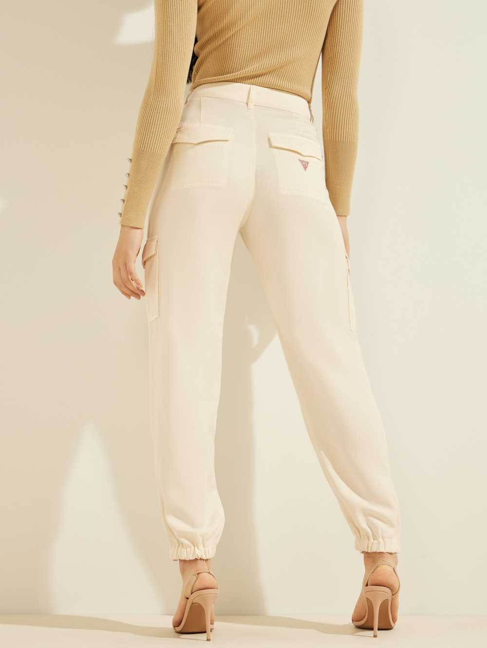 Cream White Multicolor Women's Guess Eco Bowie Cargo Chino Pants Australia Sale | 562EDVJNO