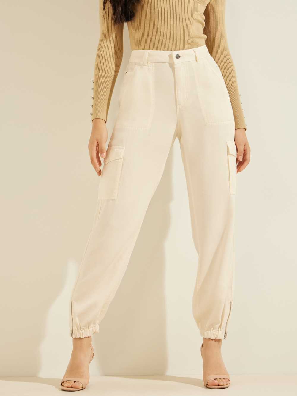 Cream White Multicolor Women\'s Guess Eco Bowie Cargo Chino Pants Australia Sale | 562EDVJNO